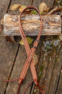 Roughout Split Ear Headstall - Grey Buckstitch