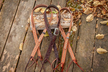 Load image into Gallery viewer, Roughout Split Ear Headstall - Grey Buckstitch