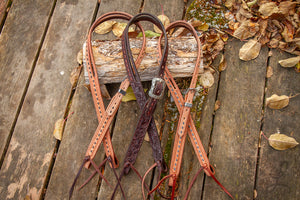 Roughout Split Ear Headstall - Grey Buckstitch