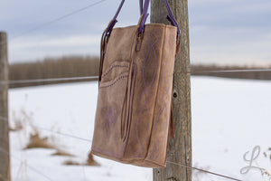 Taupe & Purple Tote Bag