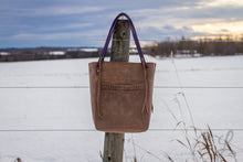 Load image into Gallery viewer, Taupe &amp; Purple Tote Bag