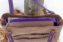 Load image into Gallery viewer, Taupe &amp; Purple Tote Bag