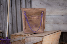 Load image into Gallery viewer, Taupe &amp; Purple Tote Bag