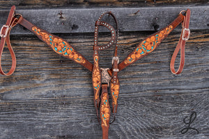 Turquoise Filigree Tack Set - Short Cheek Headstall