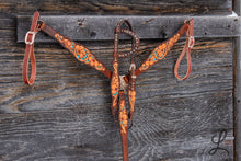 Load image into Gallery viewer, Turquoise Filigree Tack Set - Short Cheek Headstall