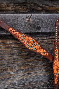 Turquoise Filigree Tack Set - Short Cheek Headstall