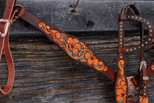 Load image into Gallery viewer, Turquoise Filigree Tack Set - Short Cheek Headstall