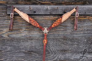 Half Roughout Half Floral Carved Breastcollar (Breastcollar ONLY) PRE ORDER