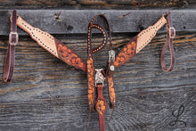 Load image into Gallery viewer, Half Roughout Half Floral Carved Breastcollar (Breastcollar ONLY) PRE ORDER