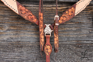 Half Roughout Half Floral Carved Breastcollar (Breastcollar ONLY) PRE ORDER
