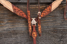 Load image into Gallery viewer, Half Roughout Half Floral Carved Breastcollar (Breastcollar ONLY) PRE ORDER