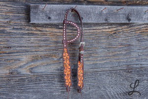 Shamrock and White Buckstitch Headstall - REGULAR cheek