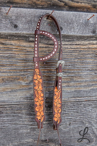 Shamrock and White Buckstitch Headstall - REGULAR cheek