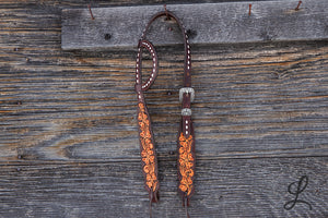 Shamrock and White Buckstitch Headstall - REGULAR cheek