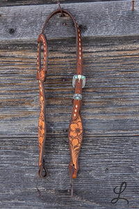 Scallop Floral Carved Headstall - Regular Cheek