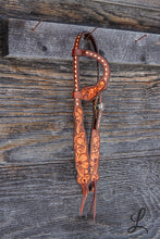 Load image into Gallery viewer, Floral Carved Headstall with Cream Buckstitch - SHORT cheek