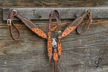 Load image into Gallery viewer, Dark Brown Half Roughout Breastcollar with Short Cheek Headstall