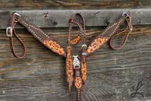 Load image into Gallery viewer, Dark Brown Half Roughout Breastcollar with Short Cheek Headstall