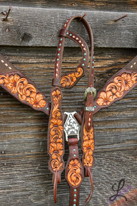 Dark Brown Half Roughout Breastcollar with Short Cheek Headstall