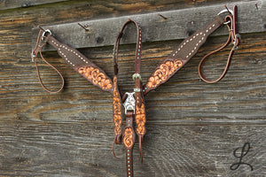 Dark Brown Half Roughout Breastcollar with Short Cheek Headstall