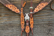 Load image into Gallery viewer, Dark Brown Half Roughout Breastcollar with Short Cheek Headstall