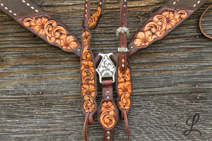 Dark Brown Half Roughout Breastcollar with Short Cheek Headstall