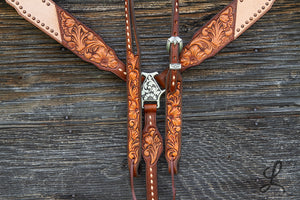 Half Roughout Tack Set with Split Ear Regular Cheek Headstall