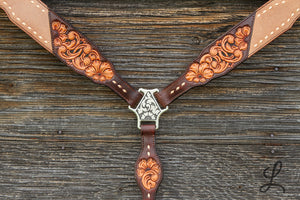 Dark Brown Breastcollar with Cream Buckstitch