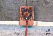 Load image into Gallery viewer, Square Daisy with Turquoise Phone Pocket