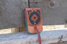 Load image into Gallery viewer, Square Daisy with Turquoise Phone Pocket