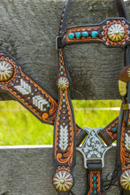 Load image into Gallery viewer, White &amp; Silver Browband Tack Set - Short Cheek