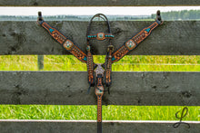 Load image into Gallery viewer, Black &amp; Copper with Rowdy Rose Conchos - Short Cheek