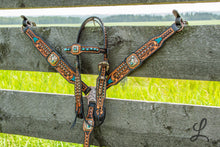 Load image into Gallery viewer, Black &amp; Copper with Rowdy Rose Conchos - Short Cheek