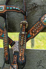 Load image into Gallery viewer, Black &amp; Copper with Rowdy Rose Conchos - Short Cheek