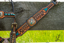Load image into Gallery viewer, Black &amp; Copper with Rowdy Rose Conchos - Short Cheek