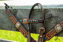 Load image into Gallery viewer, Black &amp; Copper with Rowdy Rose Conchos - Short Cheek