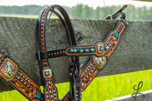 Load image into Gallery viewer, Black &amp; Copper with Rowdy Rose Conchos - Short Cheek