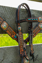 Load image into Gallery viewer, Black &amp; Copper with Rowdy Rose Conchos - Short Cheek