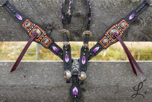 Load image into Gallery viewer, Black Tack Set with Purple Rowdy Rose Conchos