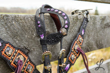 Load image into Gallery viewer, Black Tack Set with Purple Rowdy Rose Conchos
